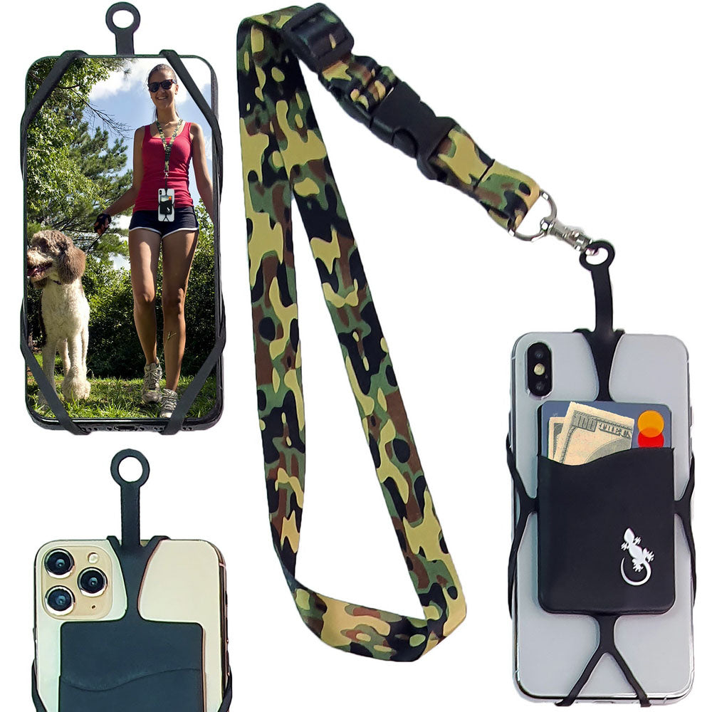 Cell Phone Lanyard & POCKET SILICONE - UNIVERSAL for any phone with Adjustable Neck Strap