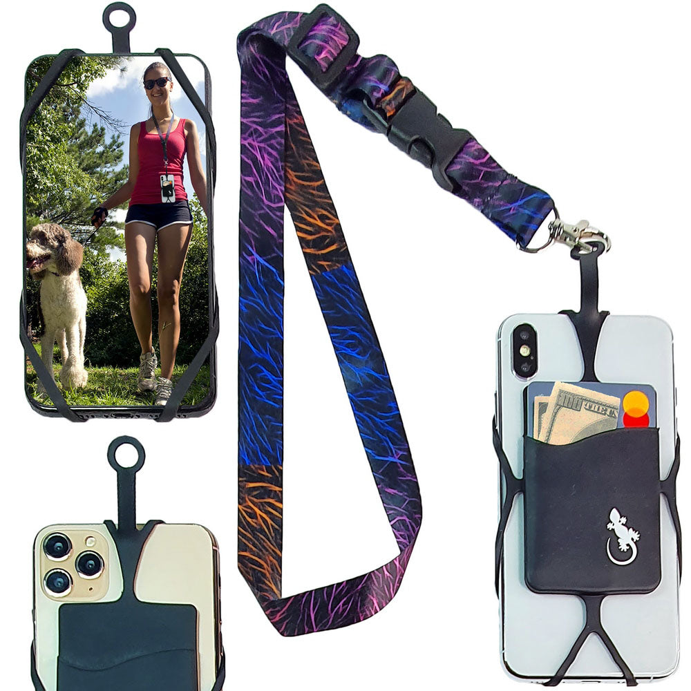 Cell Phone Lanyard & POCKET SILICONE - UNIVERSAL for any phone with Adjustable Neck Strap