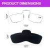 travel reading glasses dimmensions 1.5 by 3.9 inches pocket size