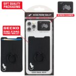 ring stand finger ring holder phone wallet stick on lycra pocket for back of phone - Black White