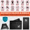 block and sheild from all RFID NFC WIFI Cellular Fob case black signal blocking bag RFID blocking faraday case dark bag for phone data protectoin data theft black bag