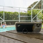 ring stand finger ring holder phone wallet stick on lycra pocket for back of phone - Black White