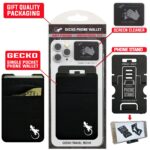 card wallet pocket for back of phone lycra phone wallet pouch double pocket gecko travel tech stick on pouch stretch to carry cards and cash full set has gift quality packaging