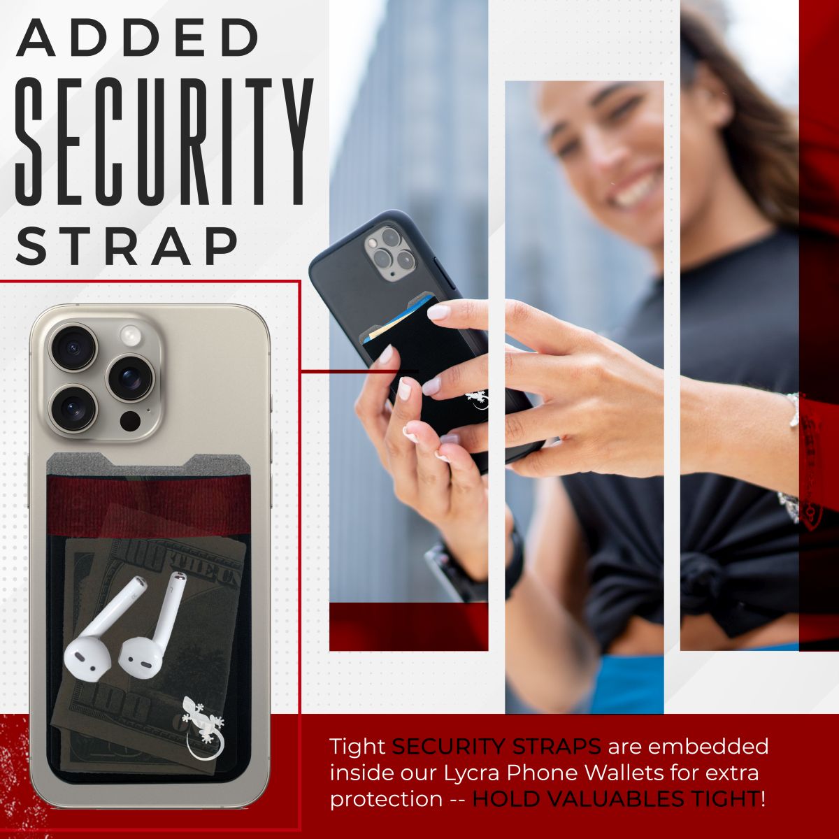 Phone Wallet Stick On – Single Pocket – Gecko Travel Tech
