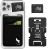 Gecko phone wallet Minimalist black double pocket spandex adhesive stick-on credit card holder for back of phone – white logo design