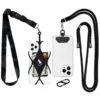 Black cell phone lanyard set with adjustable crossbody phone strap, silicone holder, phone tab and S-clip tether