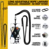 Long adjustable black rope phone lanyard with silicone phone holder, S-clip anchor, 360-degree swivel and clasp