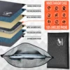 RFID blocking phone pouch with layered Faraday cage construction designed to shield incoming and outgoing wireless signals