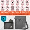 Gray Faraday bags designed to block RFID, NFC, GPS, Bluetooth, cellular, Wi-Fi and other wireless signals