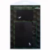 Black and white portable mouse pad displayed in its Gecko Travel Tech retail package with included adhesive accessories